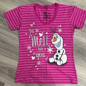 Disney Fuchsia Striped Olaf Tee